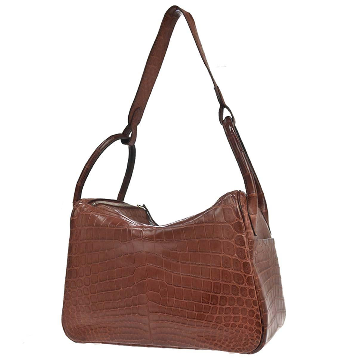 Hermes * Terre Matt Niloticus Crocodile Lindy 30 Shoulder Bag