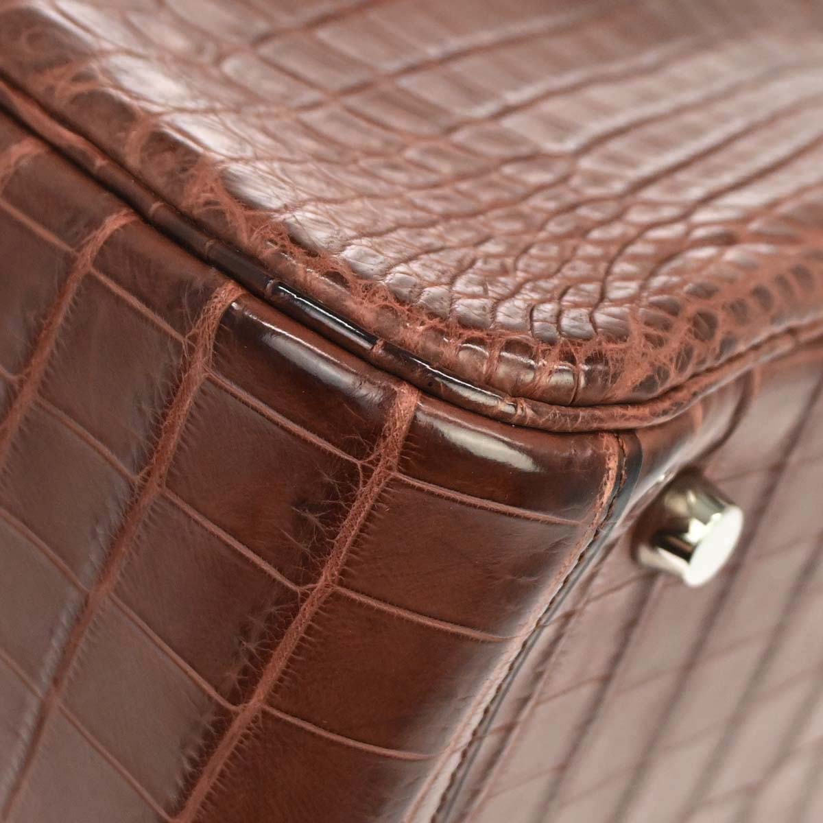 Hermes * Terre Matt Niloticus Crocodile Lindy 30 Shoulder Bag