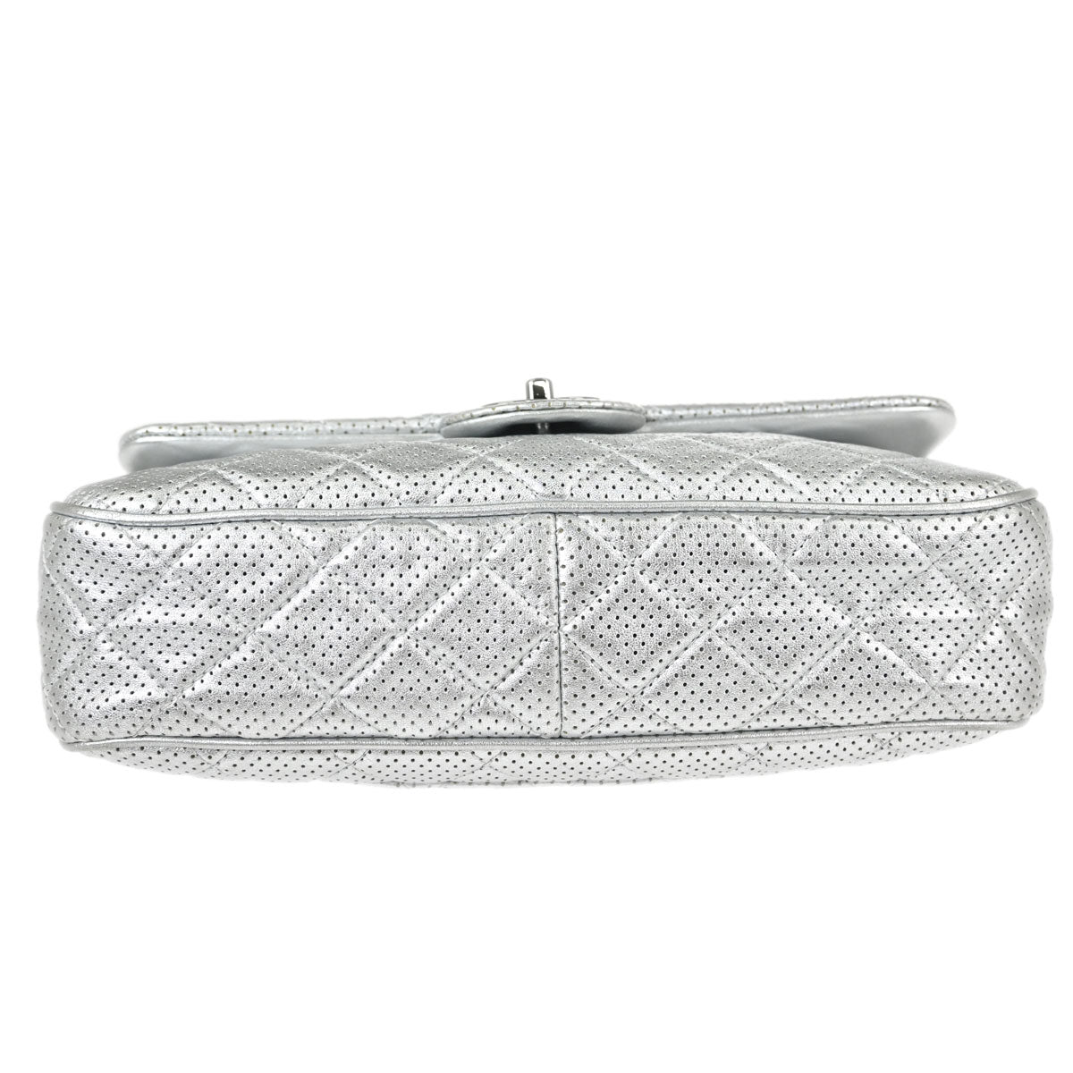Chanel 2014 Silver Perforated Lambskin Handbag