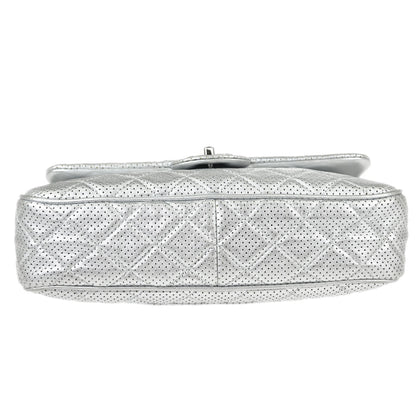 Chanel 2014 Silver Perforated Lambskin Handbag