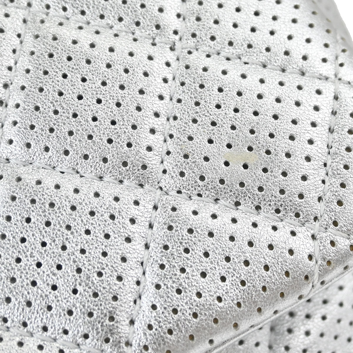 Chanel 2014 Silver Perforated Lambskin Handbag