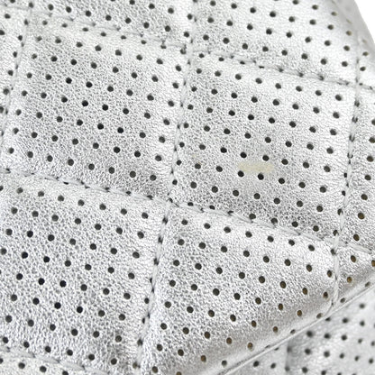Chanel 2014 Silver Perforated Lambskin Handbag