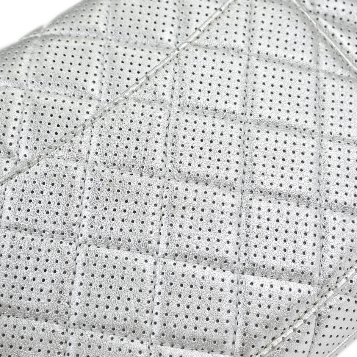 Chanel 2014 Silver Perforated Lambskin Handbag