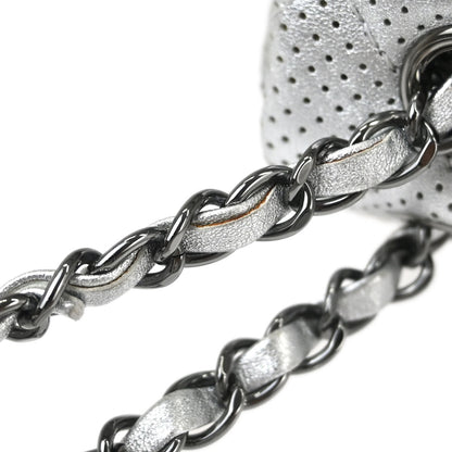 Chanel 2014 Silver Perforated Lambskin Handbag
