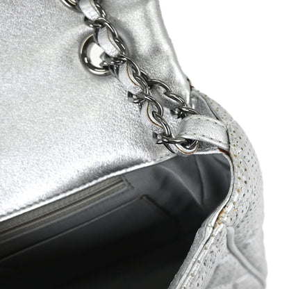 Chanel 2014 Silver Perforated Lambskin Handbag