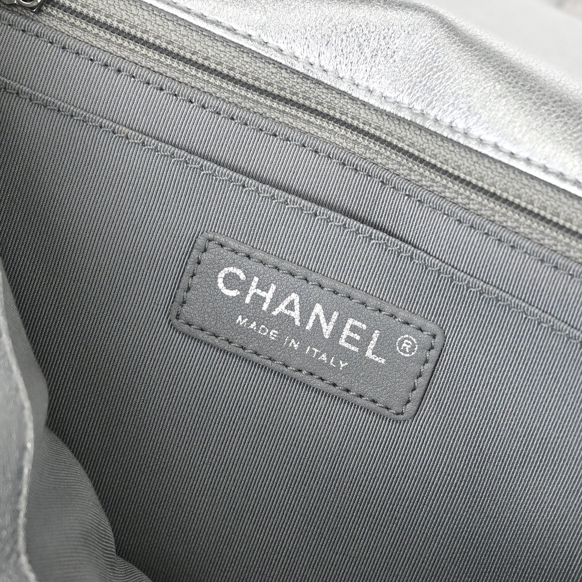 Chanel 2014 Silver Perforated Lambskin Handbag