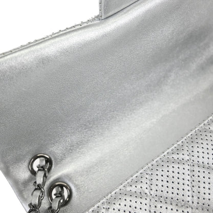 Chanel 2014 Silver Perforated Lambskin Handbag