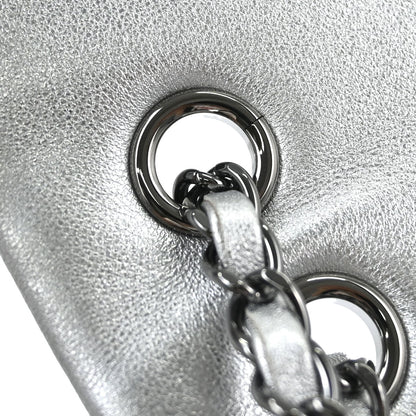 Chanel 2014 Silver Perforated Lambskin Handbag