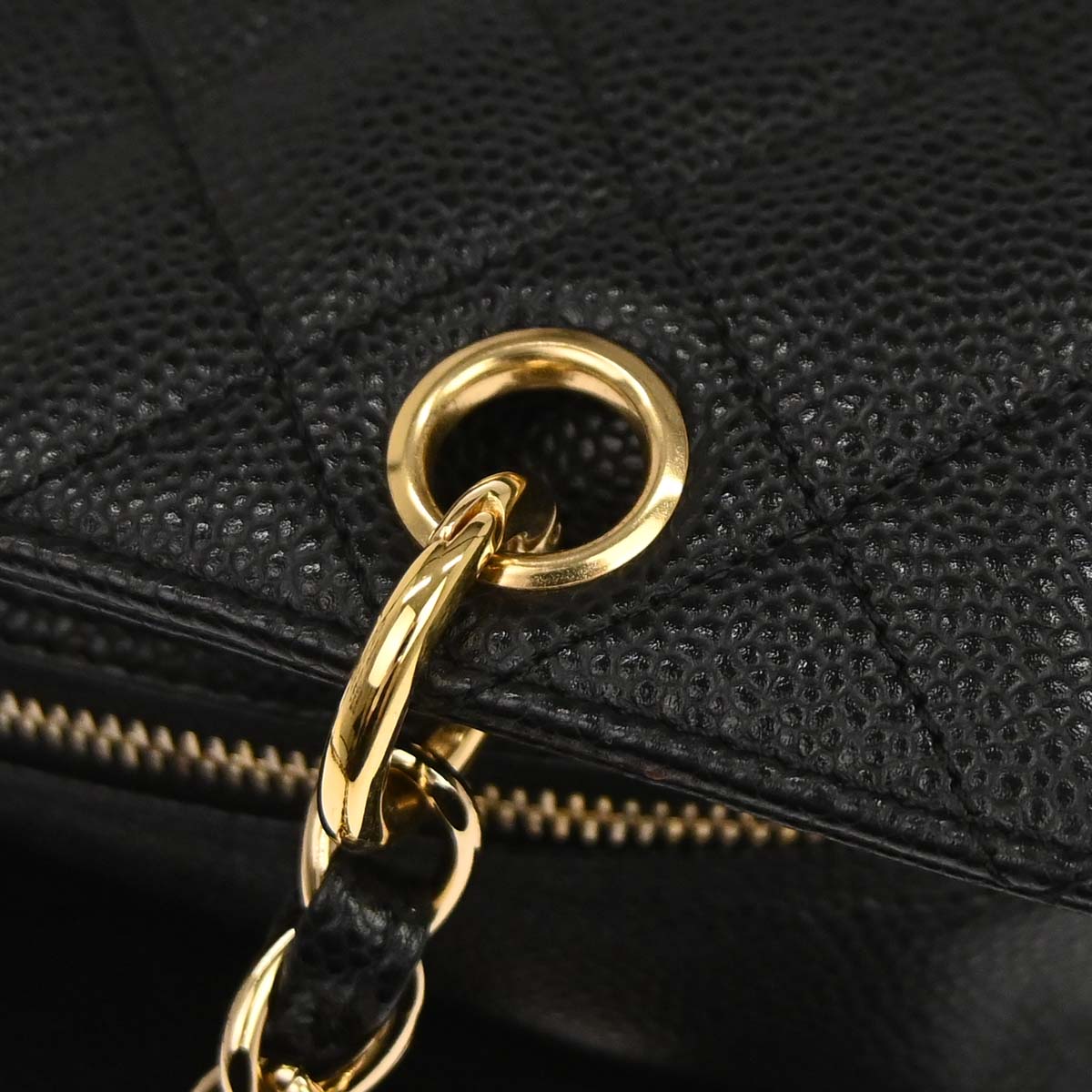 Chanel 2002-2003 Black Caviar Skin Petite Timeless Tote PTT Chain Handbag