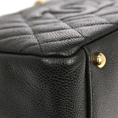 Chanel 2002-2003 Black Caviar Skin Petite Timeless Tote PTT Chain Handbag