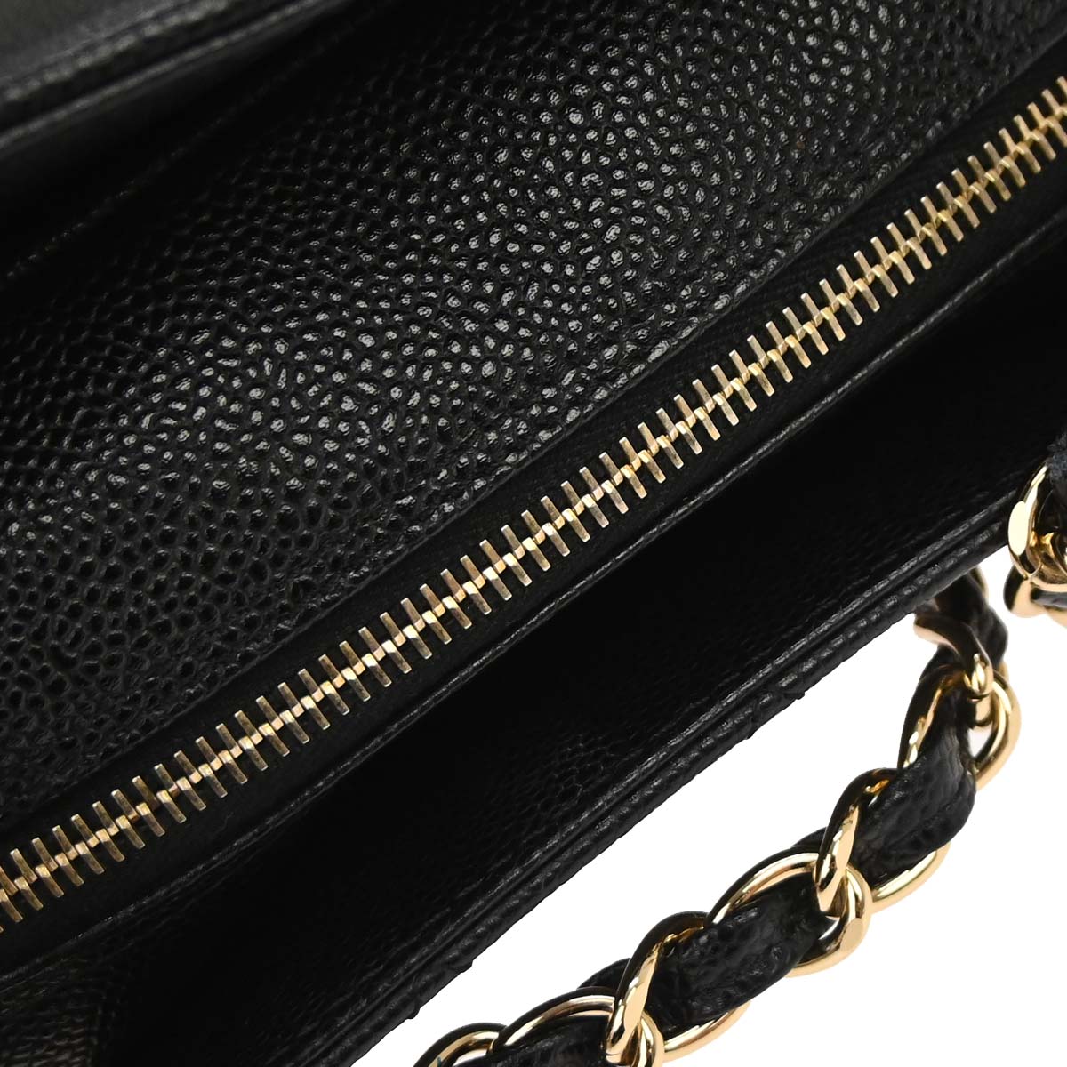 Chanel 2002-2003 Black Caviar Skin Petite Timeless Tote PTT Chain Handbag