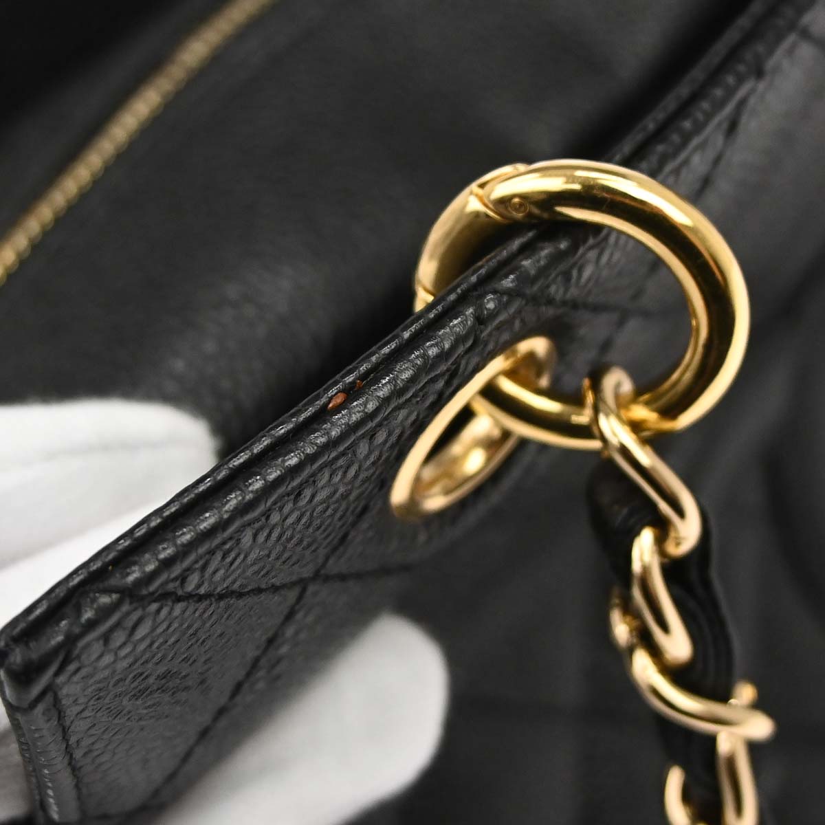 Chanel 2002-2003 Black Caviar Skin Petite Timeless Tote PTT Chain Handbag