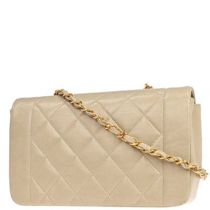 Chanel 1994-1996 Beige Lambskin Small Diana Shoulder Bag