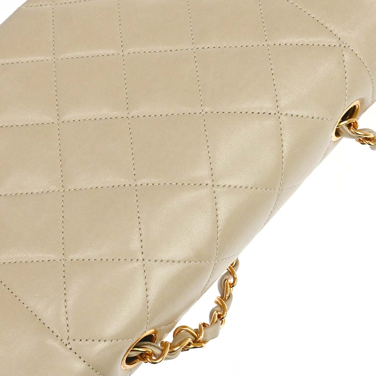 Chanel 1994-1996 Beige Lambskin Small Diana Shoulder Bag