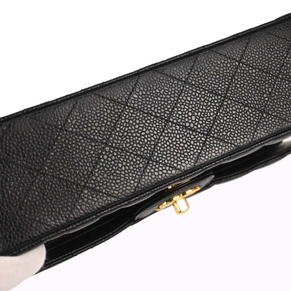 Chanel Black Caviar Skin Small Classic Double Flap Shoulder Bag