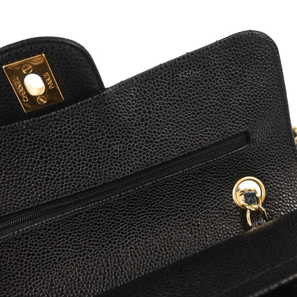 Chanel Black Caviar Skin Small Classic Double Flap Shoulder Bag