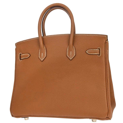 Hermes Gold Taurillon Clemence Birkin 25 Handbag