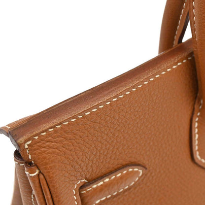 Hermes Gold Taurillon Clemence Birkin 25 Handbag