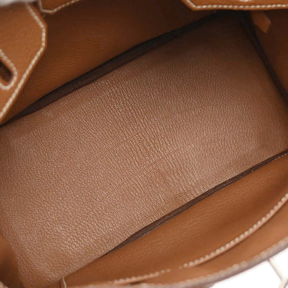 Hermes Gold Taurillon Clemence Birkin 25 Handbag