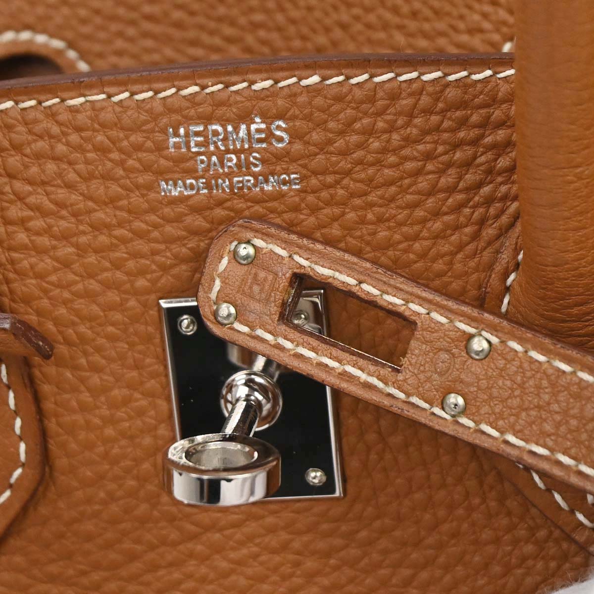 Hermes Gold Taurillon Clemence Birkin 25 Handbag