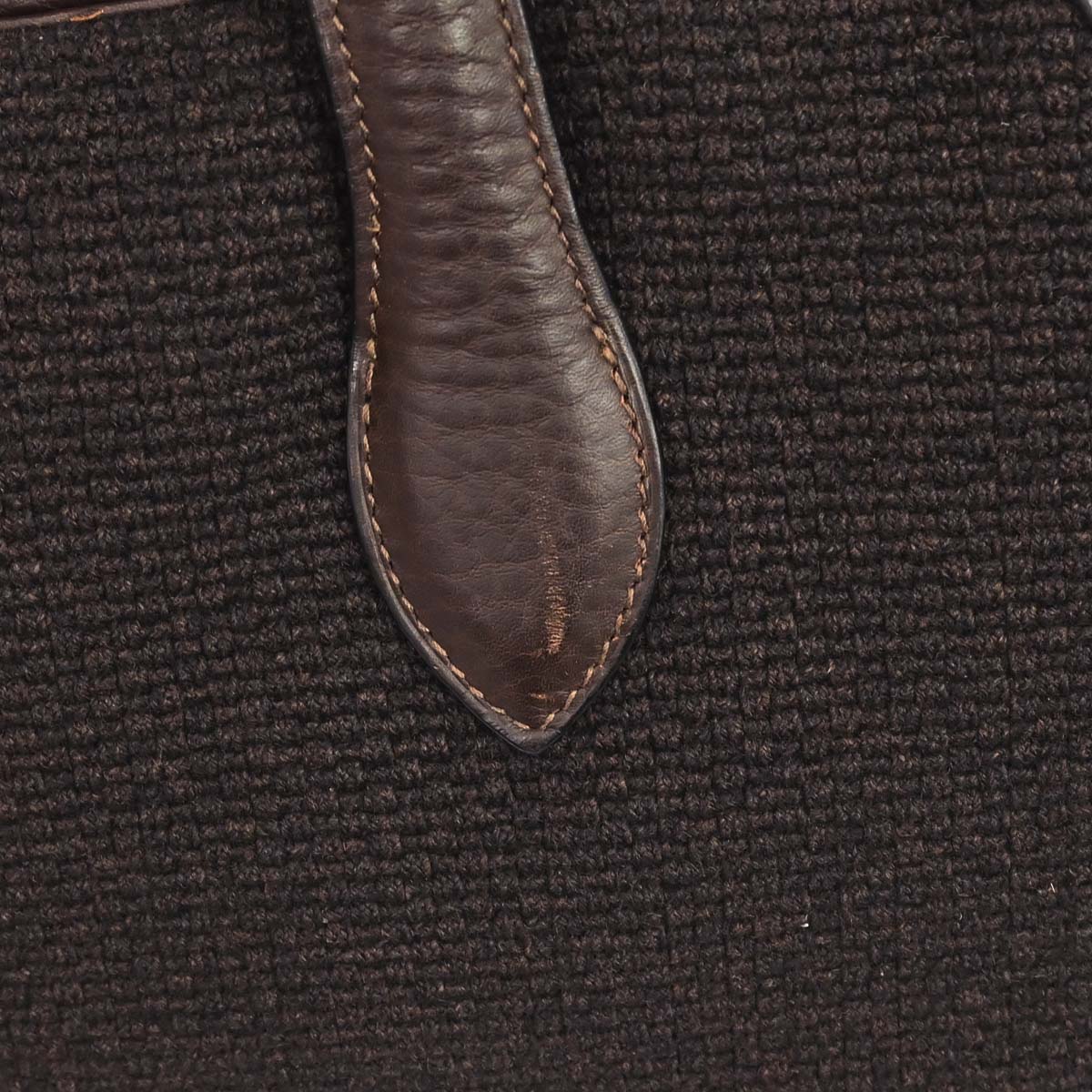 Hermes Chocolat Taurillon Clemence Wool Canvas Victoria 50 Handbag