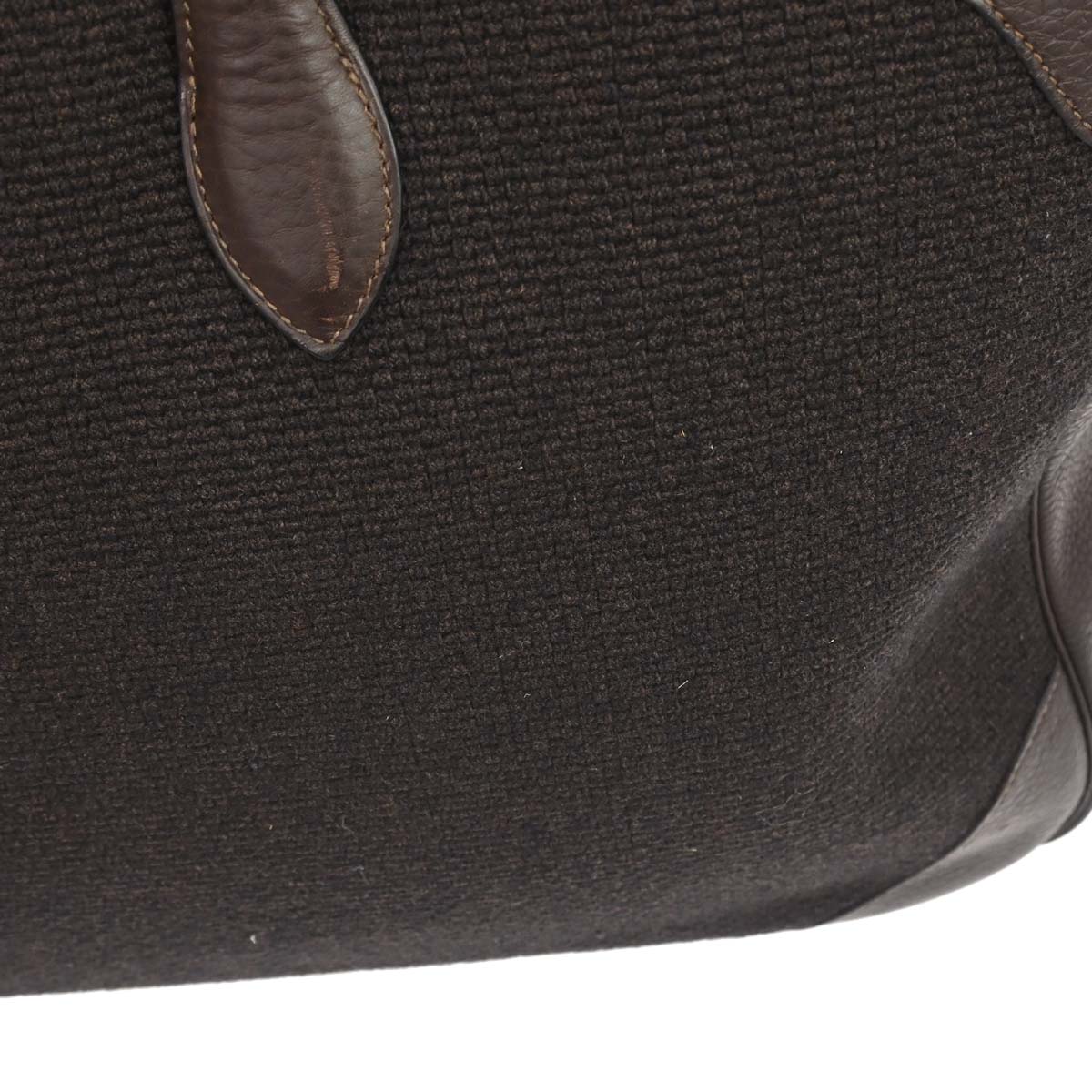Hermes Chocolat Taurillon Clemence Wool Canvas Victoria 50 Handbag