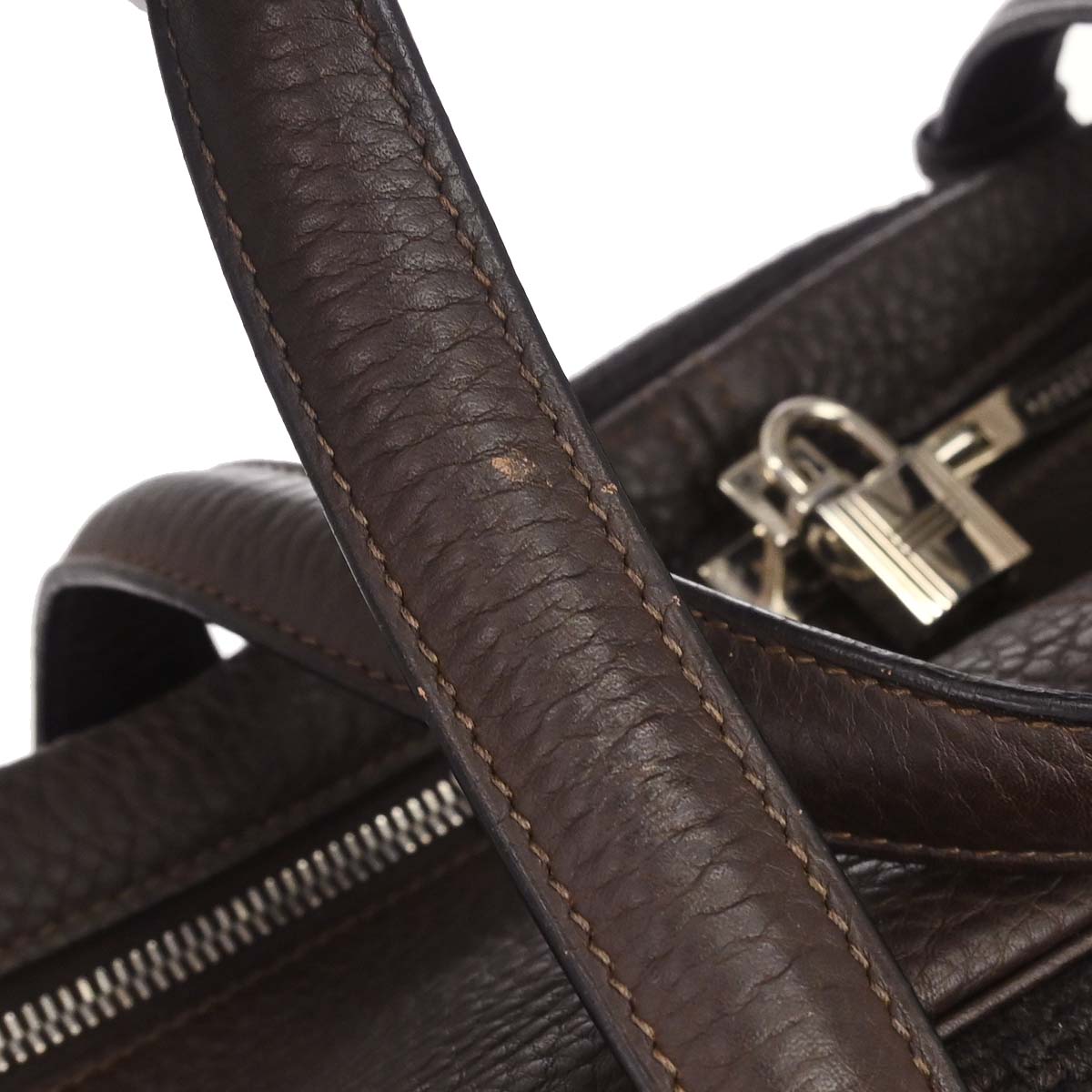 Hermes Chocolat Taurillon Clemence Wool Canvas Victoria 50 Handbag