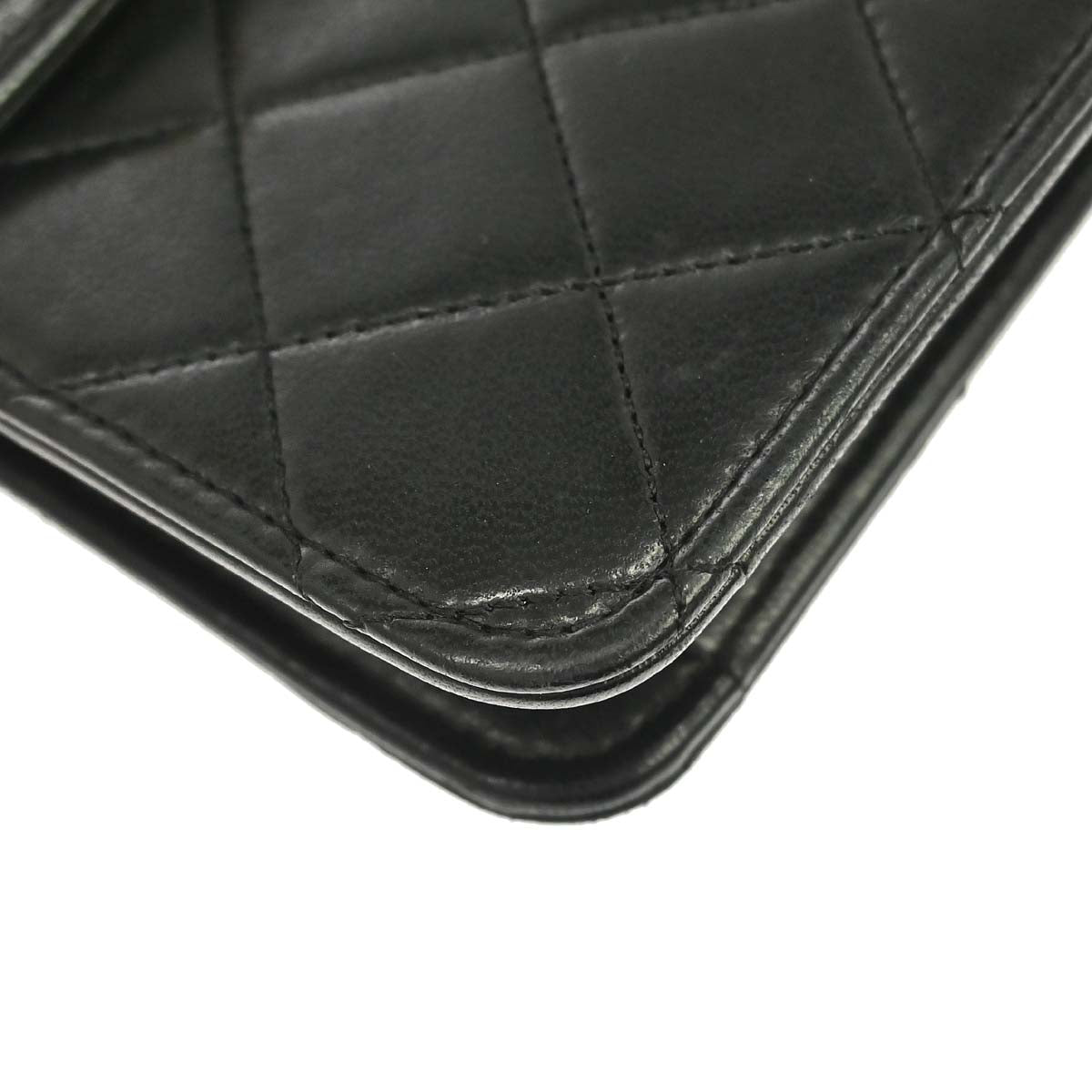 Chanel 1989-1991 Black Lambskin Double Turnlock 2way Shoulder Handbag