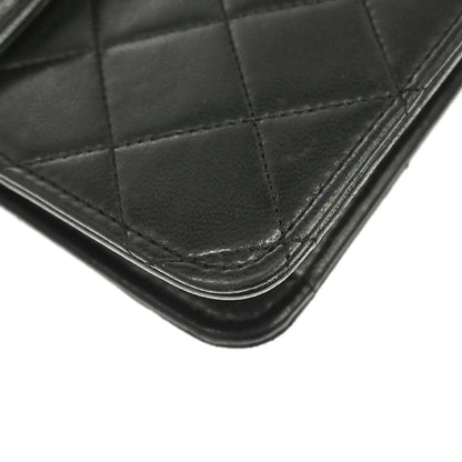 Chanel 1989-1991 Black Lambskin Double Turnlock 2way Shoulder Handbag