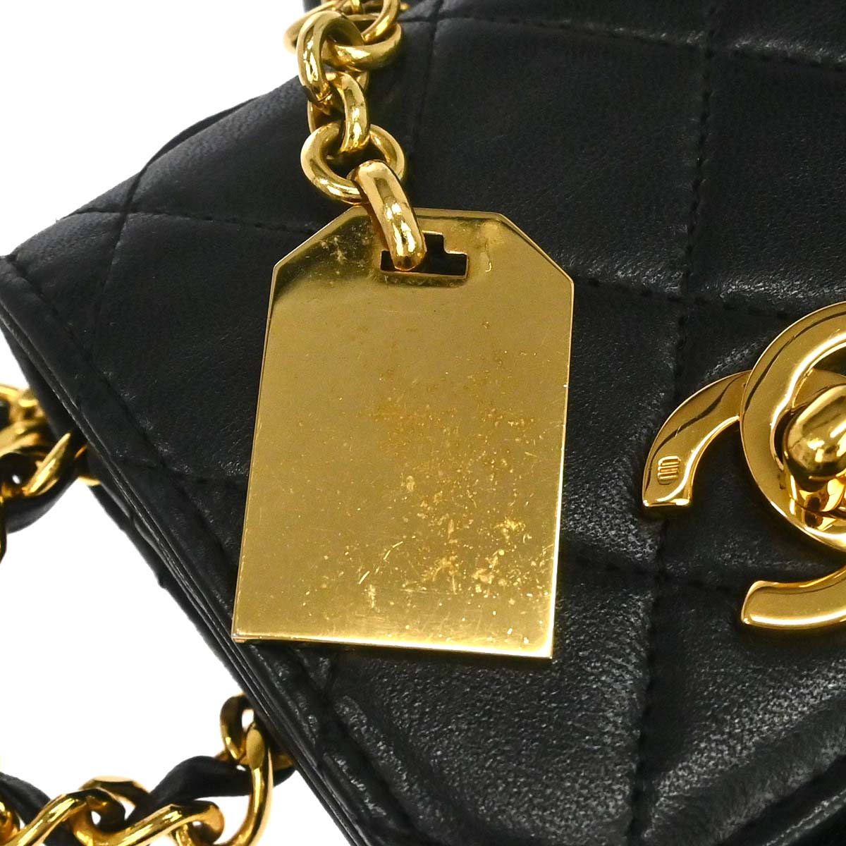 Chanel 1989-1991 Black Lambskin Double Turnlock 2way Shoulder Handbag