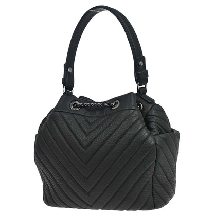 Chanel 2017 Black Deerskin Urban Spirit Chevron Drawstring Bucket Tote Handbag