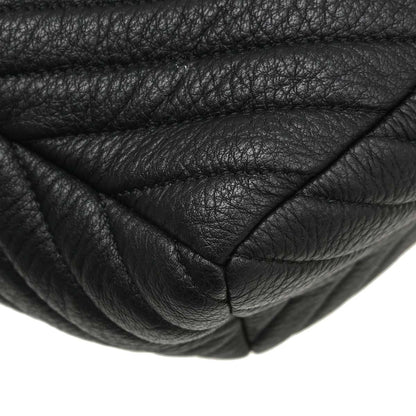 Chanel 2017 Black Deerskin Urban Spirit Chevron Drawstring Bucket Tote Handbag