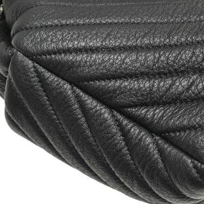 Chanel 2017 Black Deerskin Urban Spirit Chevron Drawstring Bucket Tote Handbag