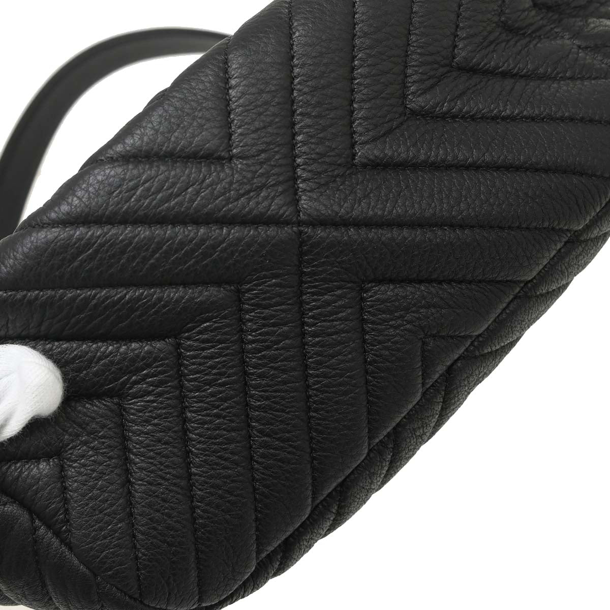 Chanel 2017 Black Deerskin Urban Spirit Chevron Drawstring Bucket Tote Handbag