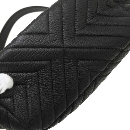 Chanel 2017 Black Deerskin Urban Spirit Chevron Drawstring Bucket Tote Handbag