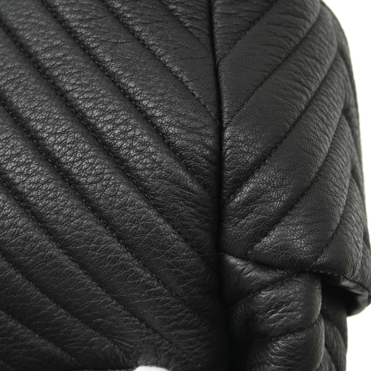 Chanel 2017 Black Deerskin Urban Spirit Chevron Drawstring Bucket Tote Handbag
