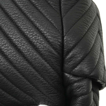 Chanel 2017 Black Deerskin Urban Spirit Chevron Drawstring Bucket Tote Handbag