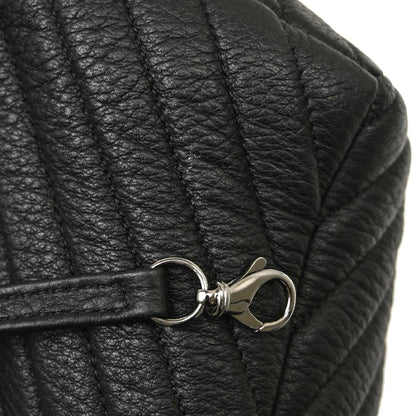 Chanel 2017 Black Deerskin Urban Spirit Chevron Drawstring Bucket Tote Handbag