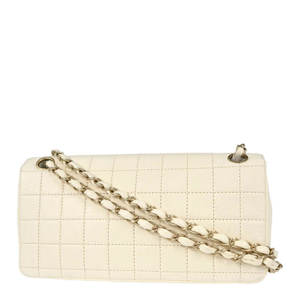 Chanel 2005-2006 White Lambskin Lion East West Choco Bar Shoulder Bag