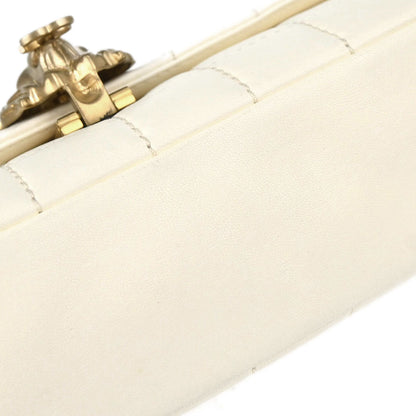 Chanel 2005-2006 White Lambskin Lion East West Choco Bar Shoulder Bag