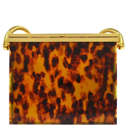 Chanel Brown Acrylic Faux Tortoiseshell Box Shoulder Bag 97P
