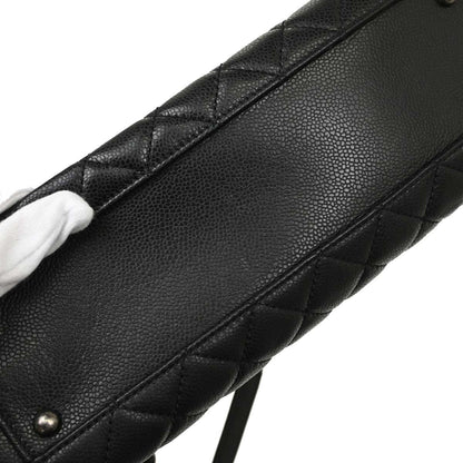 Chanel 2015-2016 Black Caviar Skin Tote Chain Handbag
