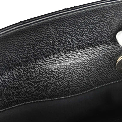 Chanel 2015-2016 Black Caviar Skin Tote Chain Handbag