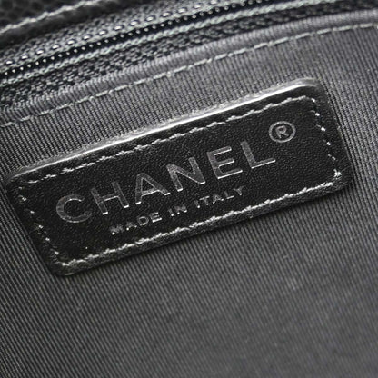 Chanel 2015-2016 Black Caviar Skin Tote Chain Handbag