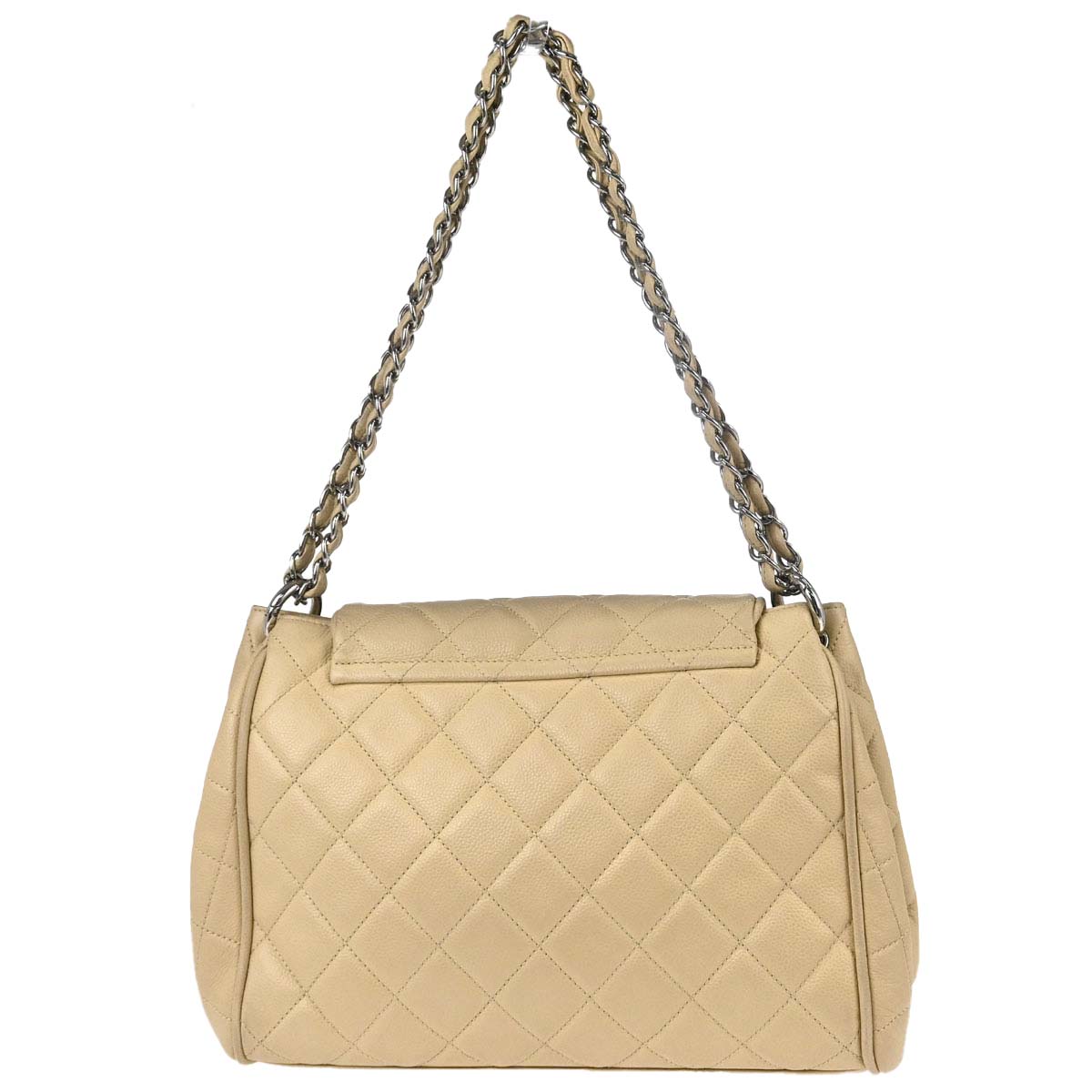 Chanel Beige Caviar Skin Accordion Flap Shoulder Bag