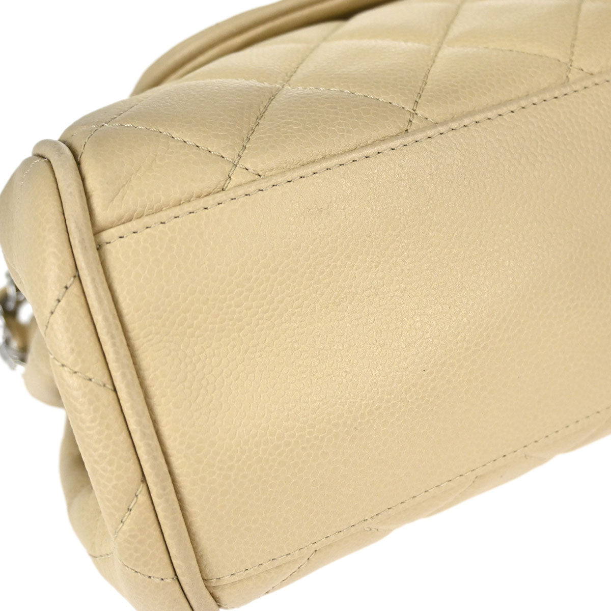 Chanel Beige Caviar Skin Accordion Flap Shoulder Bag