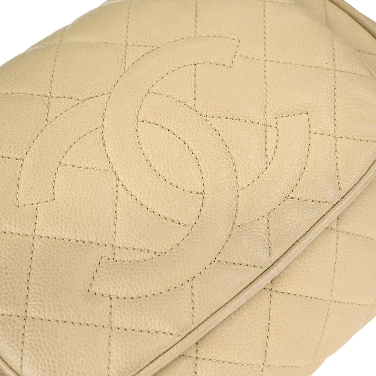 Chanel Beige Caviar Skin Accordion Flap Shoulder Bag