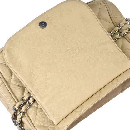 Chanel Beige Caviar Skin Accordion Flap Shoulder Bag