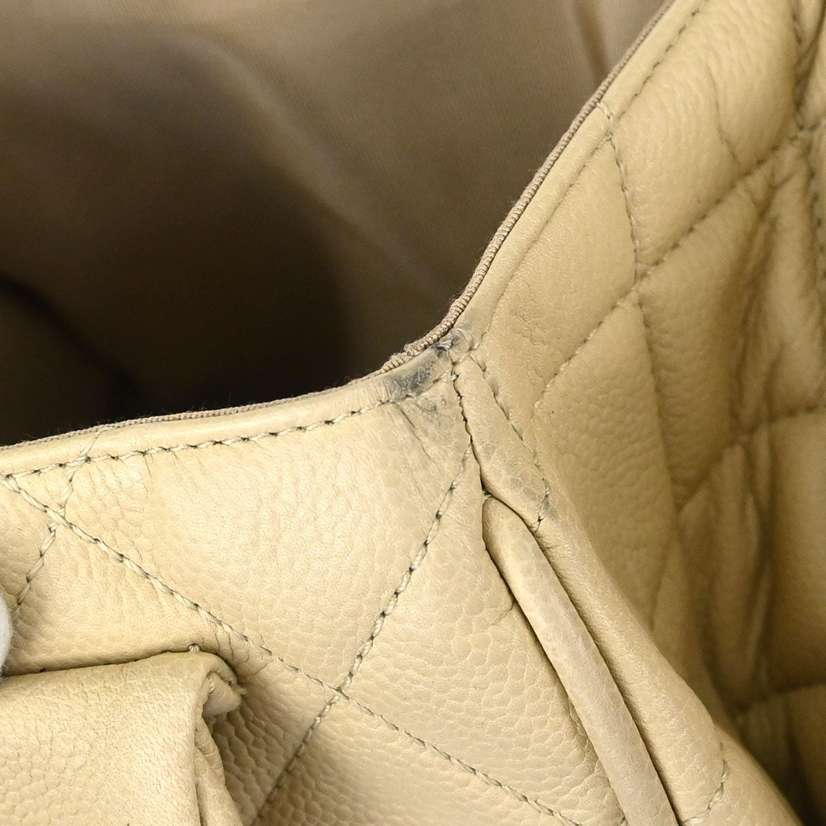 Chanel Beige Caviar Skin Accordion Flap Shoulder Bag