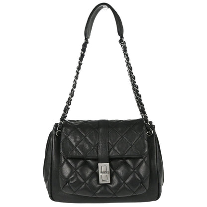 Chanel 2005-2006 Black Caviar Skin Mademoiselle Lock Accordion Flap Bag